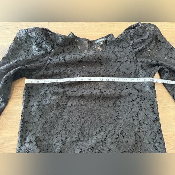 Express Black Puff Sleeve Lace Whimsigoth Blouse With Camisole Size Medium - Picture 9 of 10